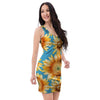 Blue Sunflower Bodycon Dress-grizzshop