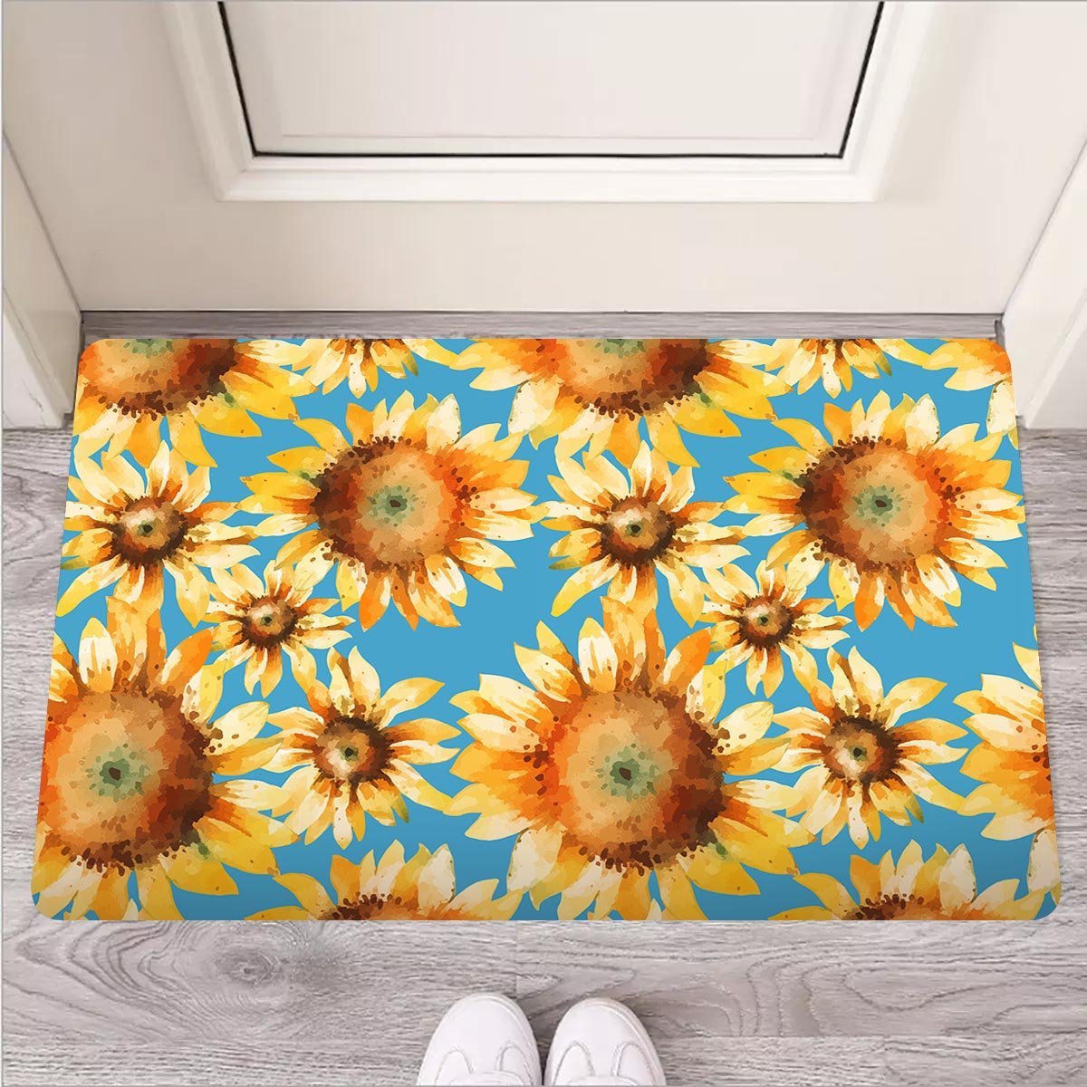 Blue Sunflower Door Mat-grizzshop