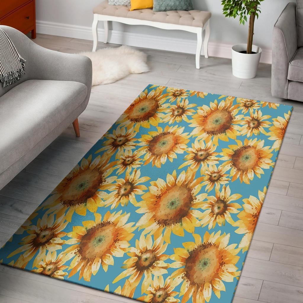 Blue Sunflower Floor Mat-grizzshop