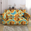 Blue Sunflower Loveseat Cover-grizzshop