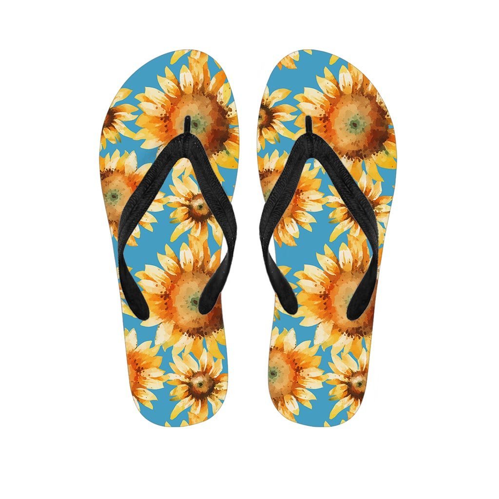 Blue Sunflower Men's Flip Flops-grizzshop