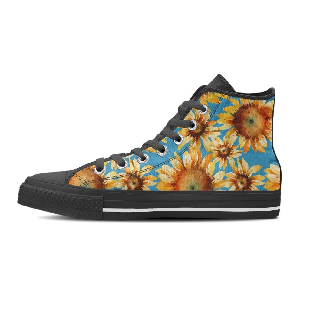 Blue Sunflower Men's High Top Shoes-grizzshop