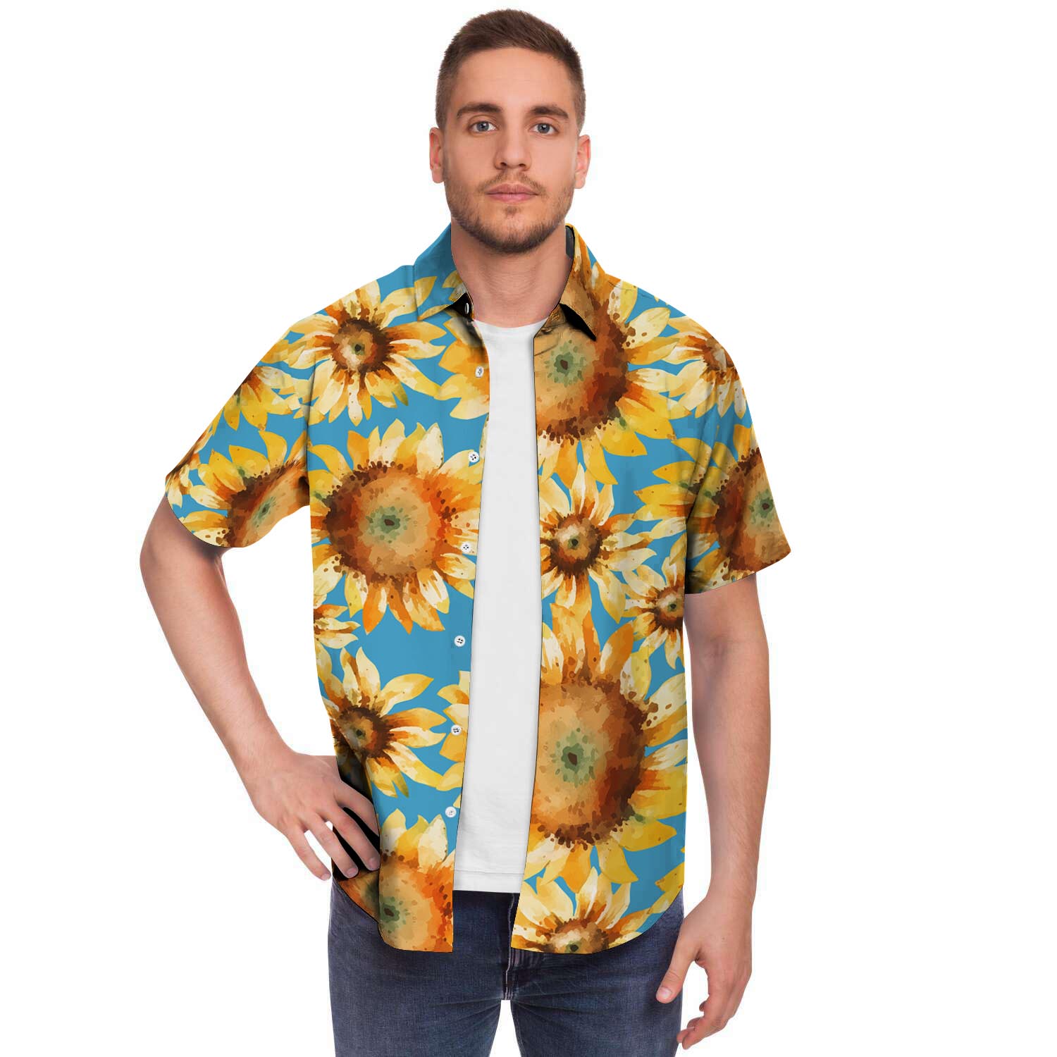 Blue Sunflower Men's Short Sleeve Shirt-grizzshop