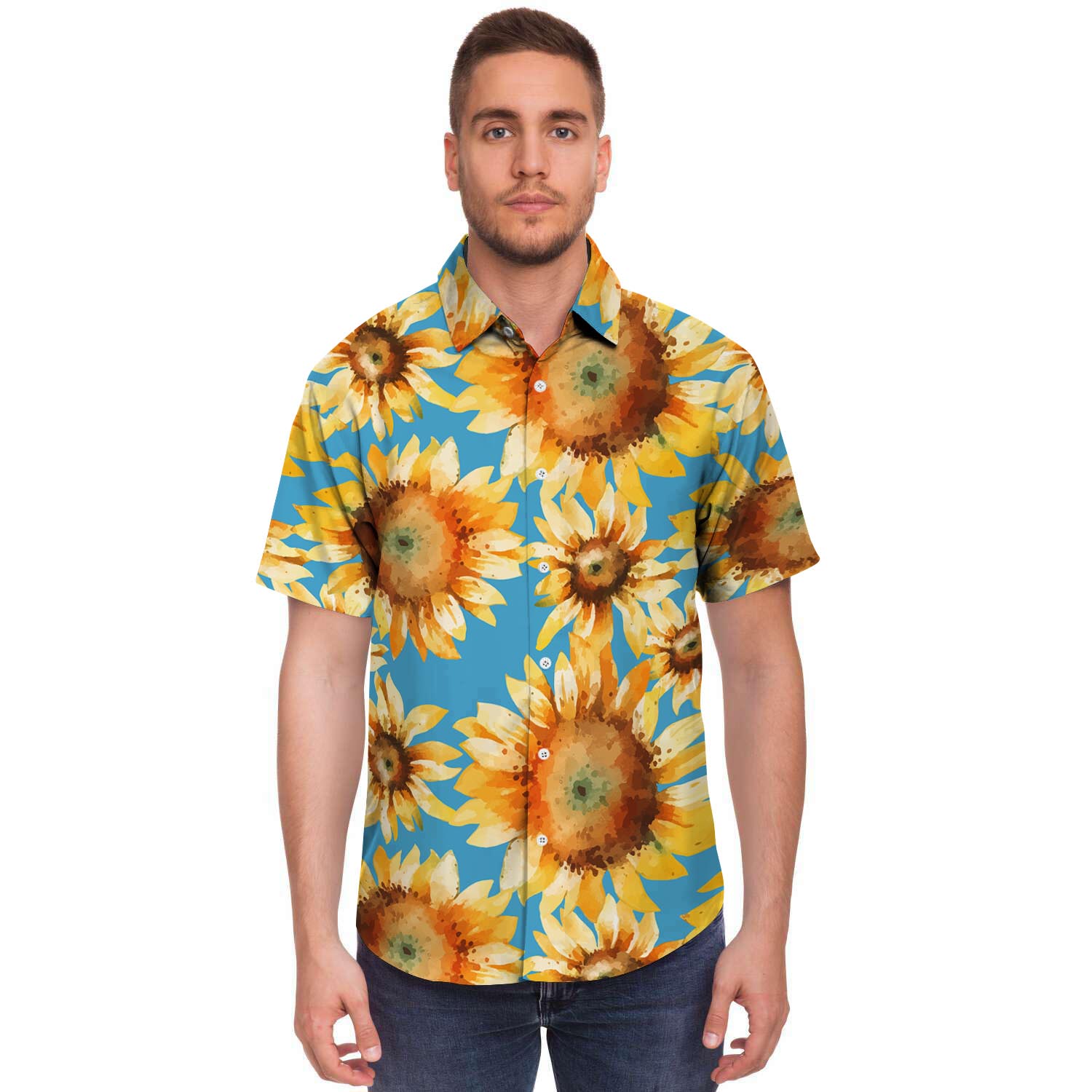 Blue Sunflower Men's Short Sleeve Shirt-grizzshop