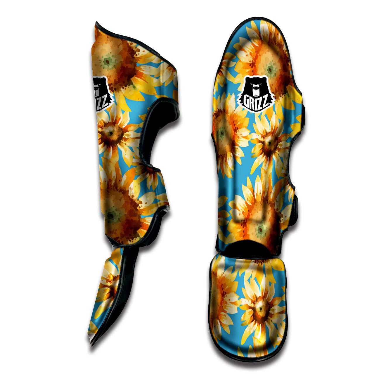 Blue Sunflower Muay Thai Shin Guard-grizzshop