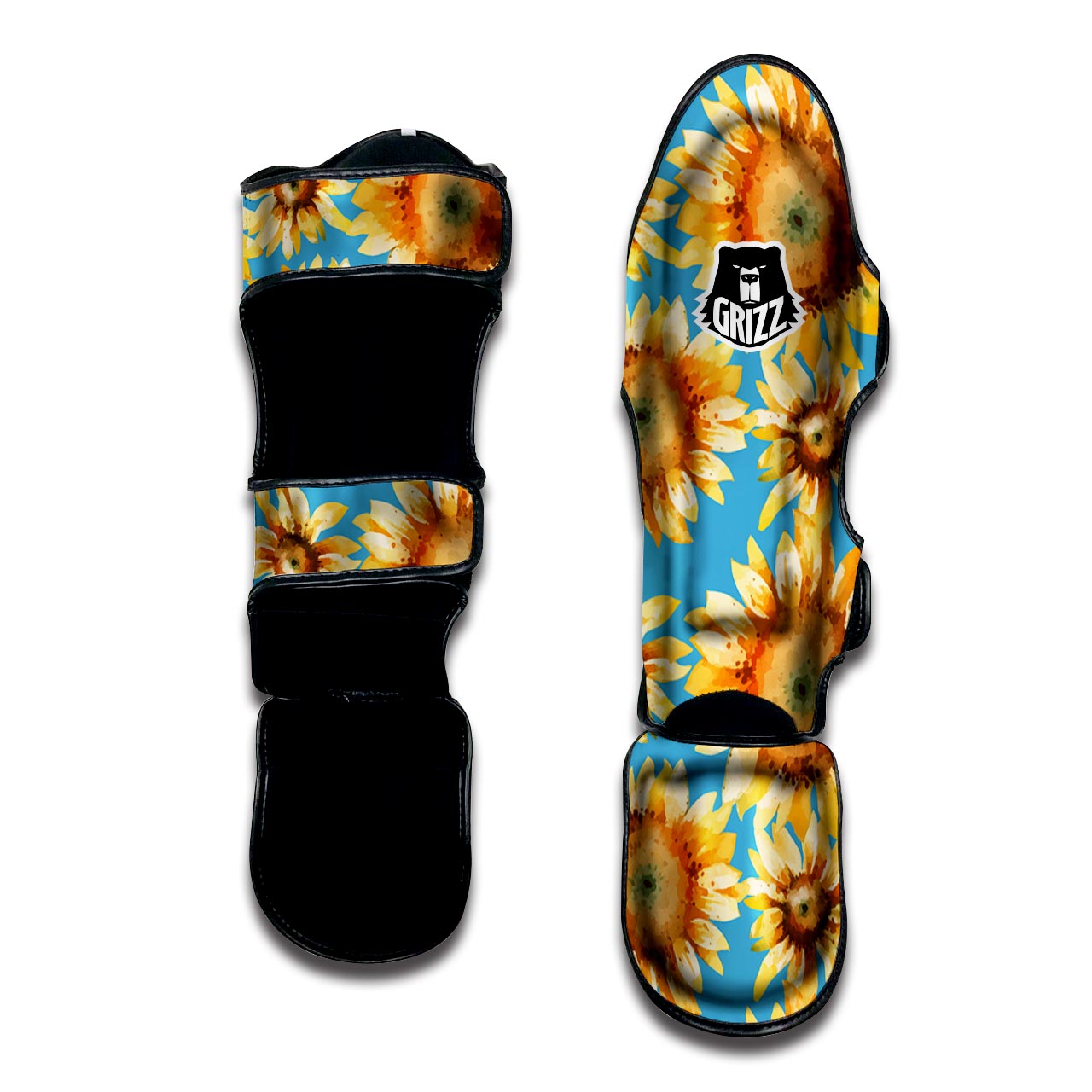 Blue Sunflower Muay Thai Shin Guard-grizzshop