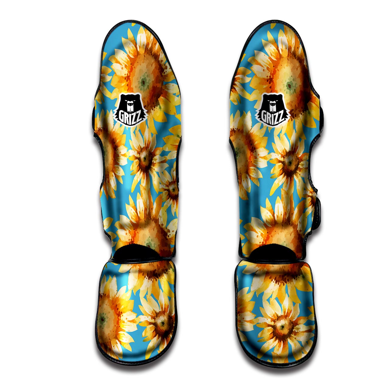 Blue Sunflower Muay Thai Shin Guard-grizzshop