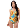 Blue Sunflower One Piece Swimsuite-grizzshop