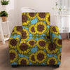 Blue Sunflower Print Armchair Cover-grizzshop