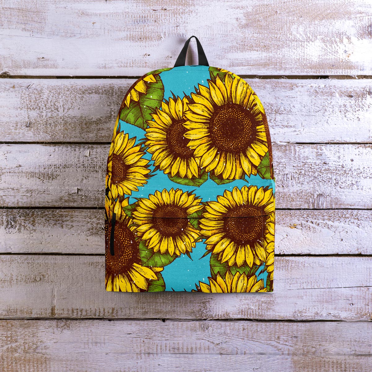 Blue Sunflower Print Backpack-grizzshop