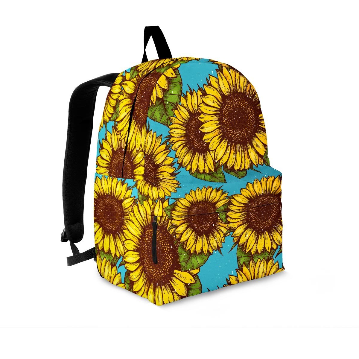 Blue Sunflower Print Backpack-grizzshop