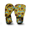 Blue Sunflower Print Boxing Gloves-grizzshop