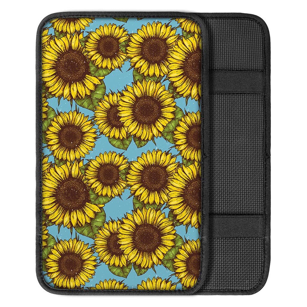 Blue Sunflower Print Car Console Cover-grizzshop