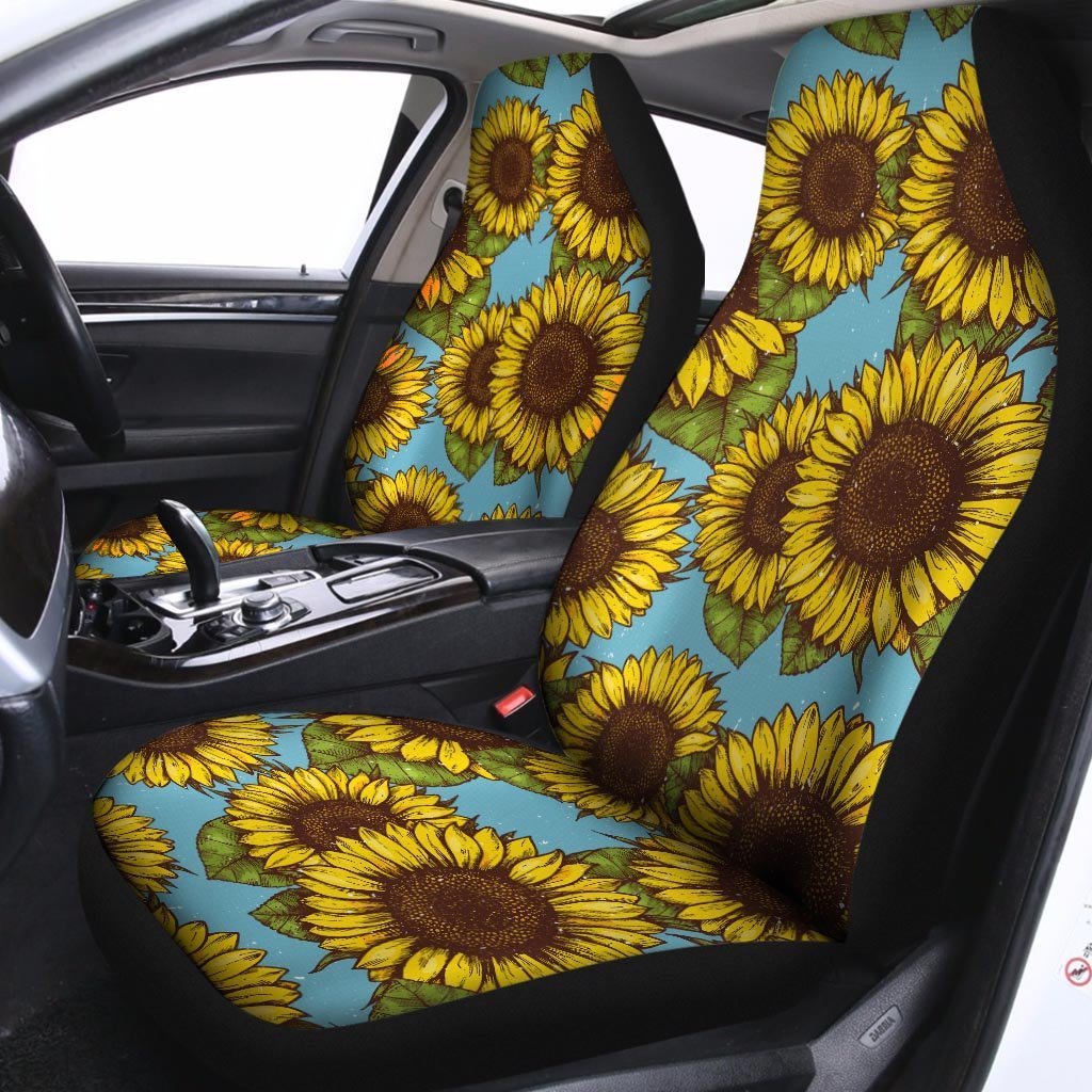 Blue Sunflower Print Car Seat Covers-grizzshop