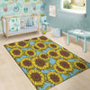 Blue Sunflower Print Floor Mat-grizzshop