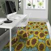 Blue Sunflower Print Floor Mat-grizzshop