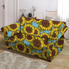 Blue Sunflower Print Loveseat Cover-grizzshop