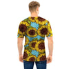 Blue Sunflower Print Men T Shirt-grizzshop