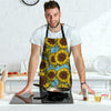 Blue Sunflower Print Men's Apron-grizzshop