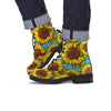 Blue Sunflower Print Men's Boots-grizzshop