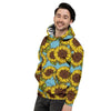 Blue Sunflower Print Men's Hoodie-grizzshop