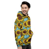 Blue Sunflower Print Men's Hoodie-grizzshop