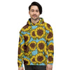 Blue Sunflower Print Men's Hoodie-grizzshop