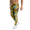 Blue Sunflower Print Men's Leggings-grizzshop