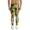 Blue Sunflower Print Men's Leggings-grizzshop