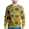 Blue Sunflower Print Men's Sweatshirt-grizzshop