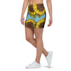 Blue Sunflower Print Mini Skirt-grizzshop