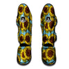 Blue Sunflower Print Muay Thai Shin Guard-grizzshop