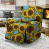 Blue Sunflower Print Recliner Cover-grizzshop