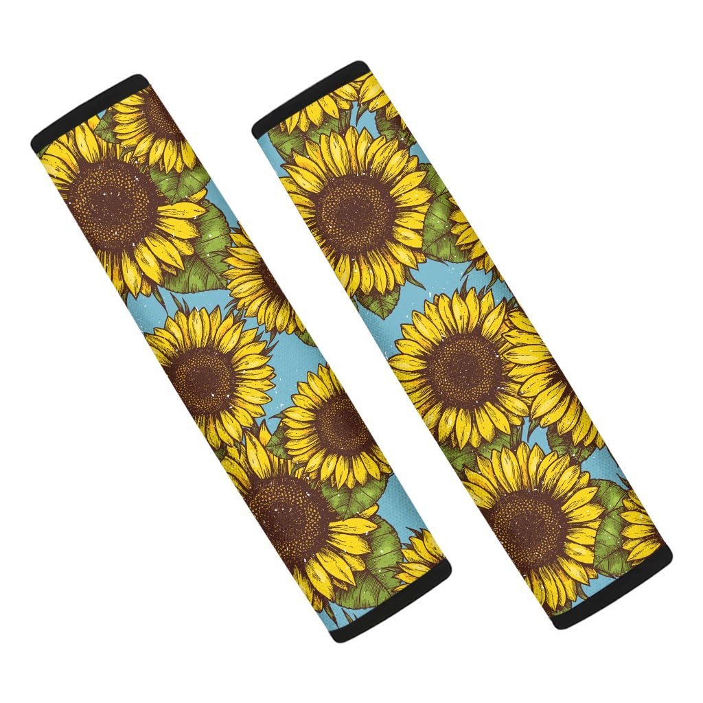 Blue Sunflower Print Seat Belt Cover-grizzshop