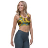 Blue Sunflower Print Sports Bra-grizzshop