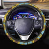 Blue Sunflower Print Steering Wheel Cover-grizzshop