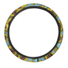 Blue Sunflower Print Steering Wheel Cover-grizzshop