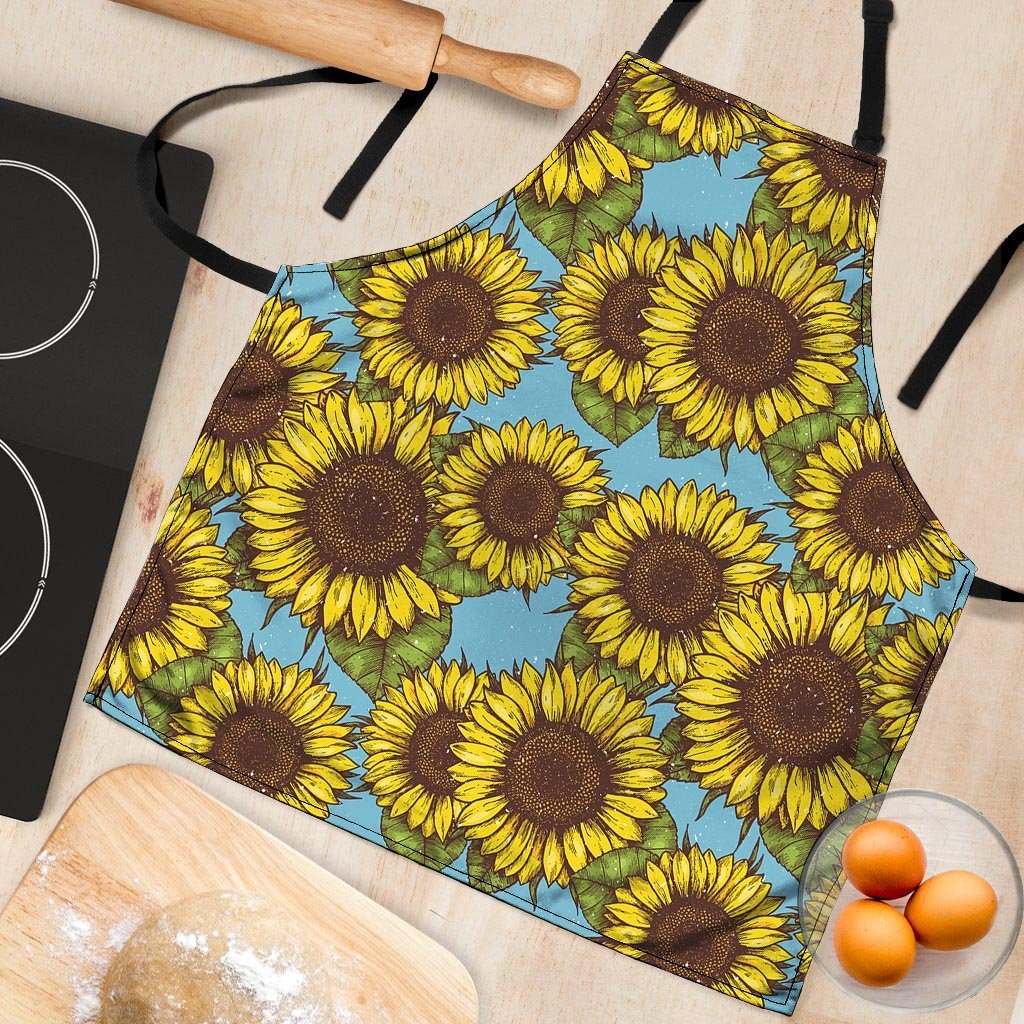 Blue Sunflower Print Women's Apron-grizzshop