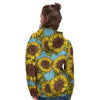 Blue Sunflower Print Women's Hoodie-grizzshop