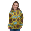 Blue Sunflower Print Women's Hoodie-grizzshop