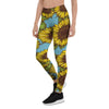 Blue Sunflower Print Women's Leggings-grizzshop