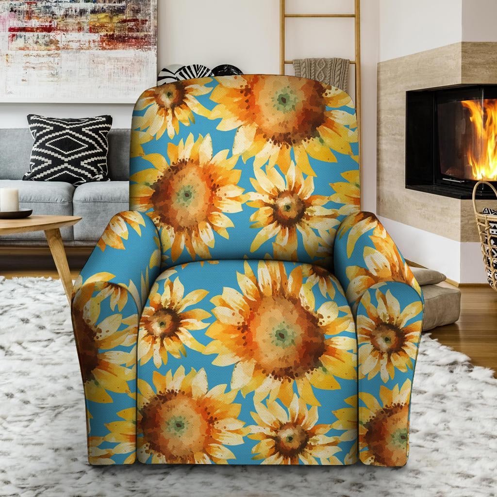 Blue Sunflower Recliner Cover-grizzshop