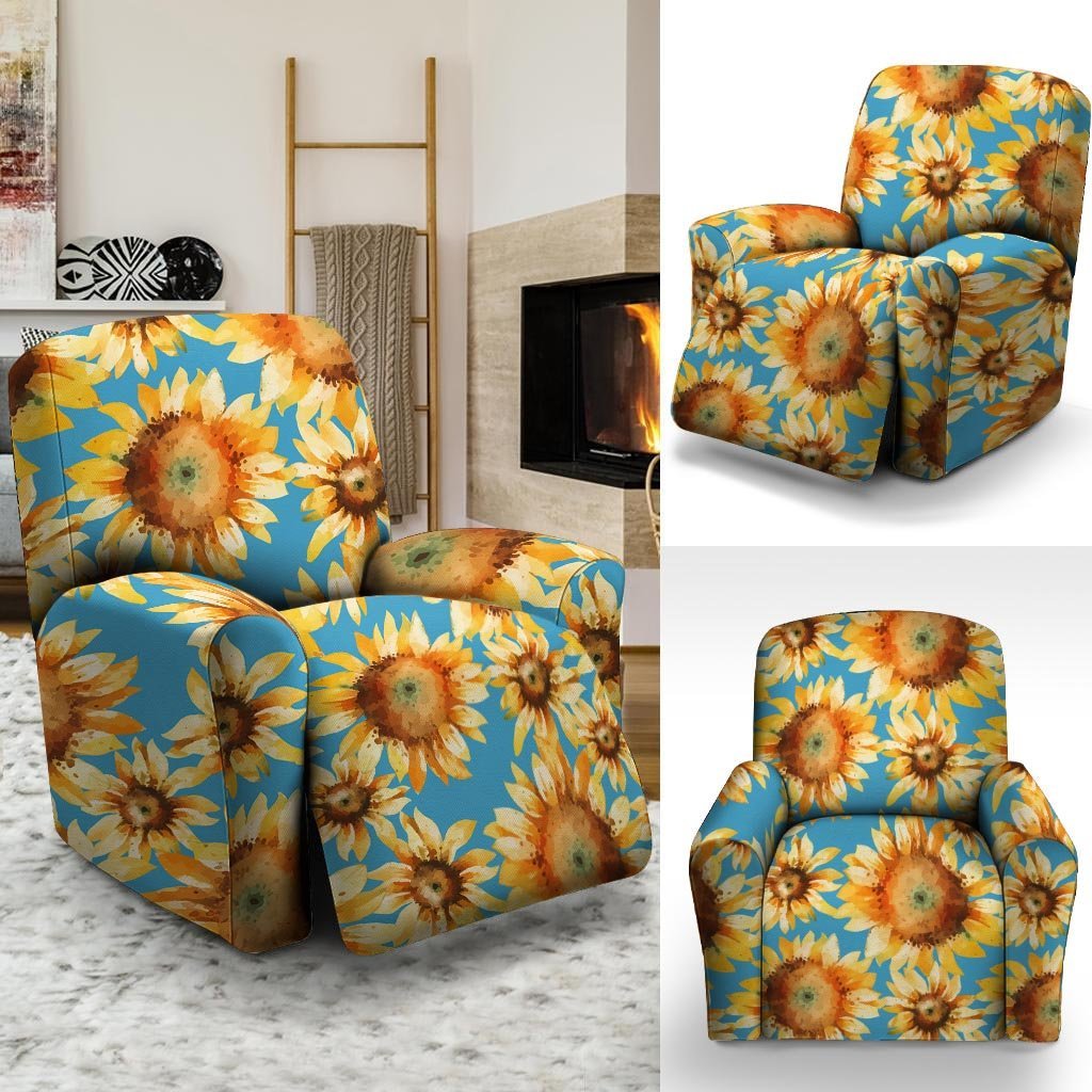 Blue Sunflower Recliner Cover-grizzshop