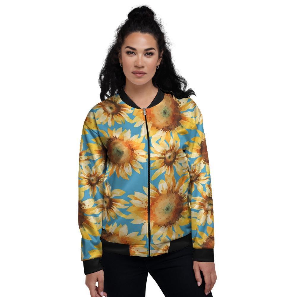 Blue Sunflower Women's Bomber Jacket-grizzshop