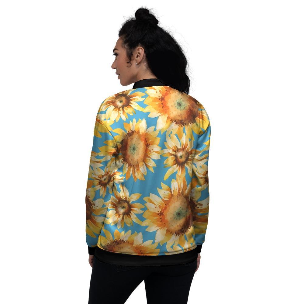Blue Sunflower Women's Bomber Jacket-grizzshop