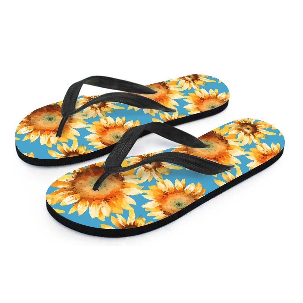 Blue Sunflower Women's Flip Flops-grizzshop