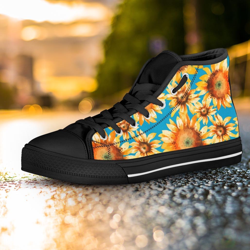 Blue Sunflower Women's High Top Shoes-grizzshop