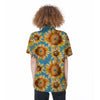 Blue Sunflower Women's Short Sleeve Shirts-grizzshop