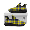 Blue Tartan And Black Yellow Print Pattern Black Athletic Shoes-grizzshop