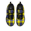 Blue Tartan And Black Yellow Print Pattern Black Sneaker-grizzshop